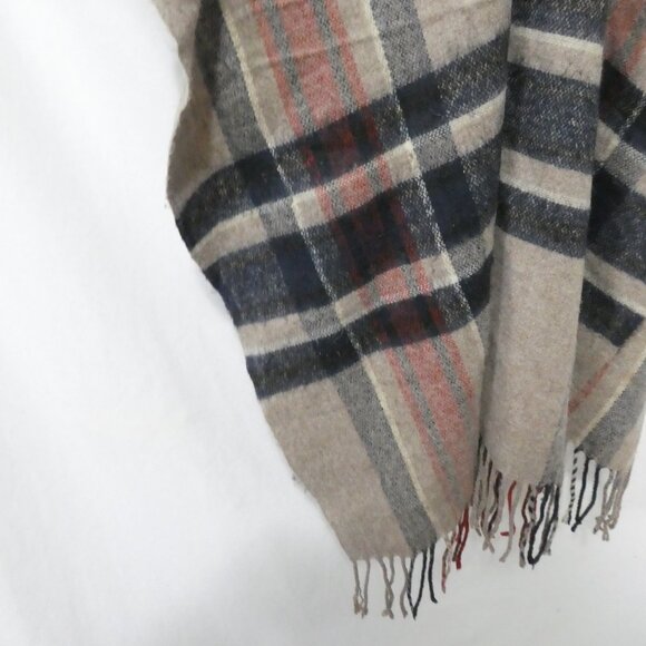 DO EVERYTHING IN LOVE | OS - one size | Plaid Fringed Poncho with Neutral Tones - Picture 15 of 16